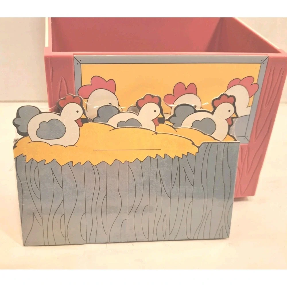 Vintage Avon Chicken Coop Recipe Box With Dividers Blue NOS!